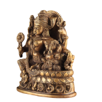 Pure Brass Goddess Parvati with Baby Ganesha Statue - 9" Divine Motherhood Idol
